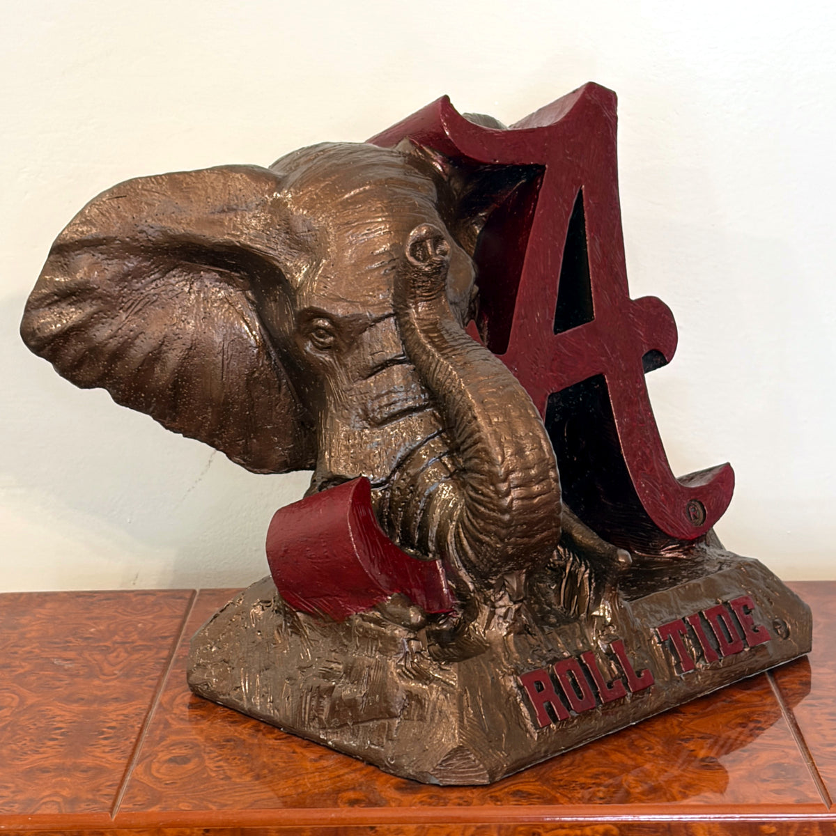 Alabama Crimson Tide Elephant & Script A Desktop Sculpture – Bronze Finish