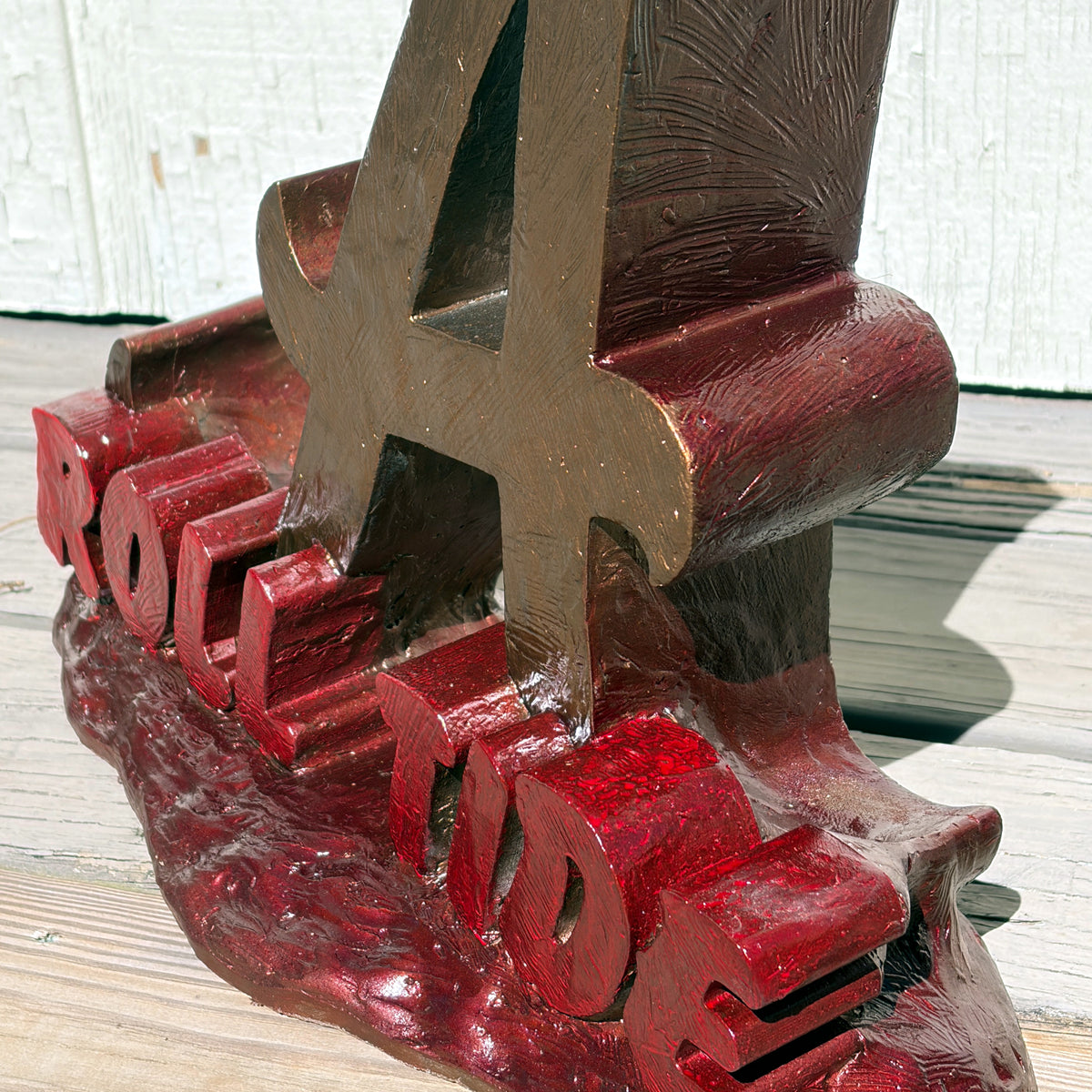 Alabama Crimson Tide Script A Porch Sculpture with ROLL TIDE Base – Bronze Finish