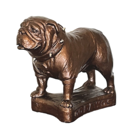 Bronze metal coating, Georgia Bulldogs Standing Mascot Table Top Stone Sculpture for Home Décor