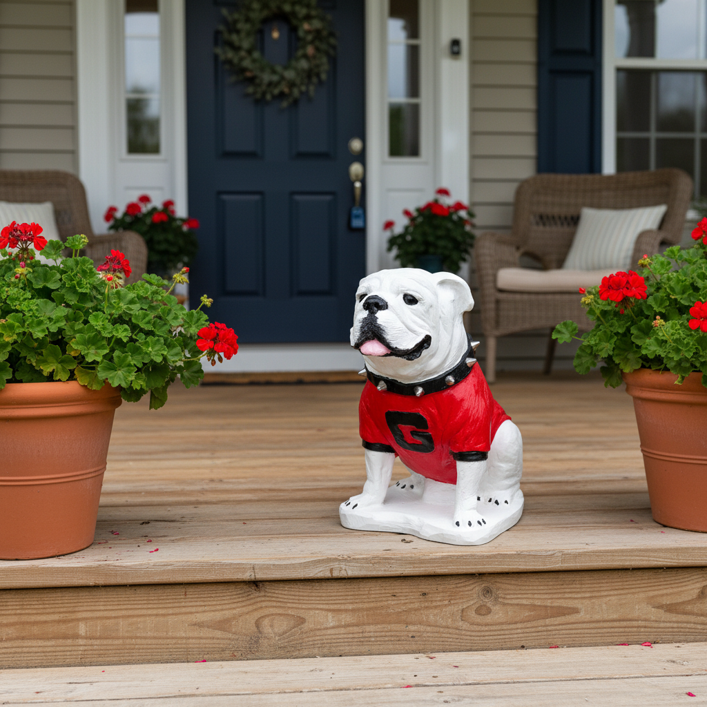 UGA Georgia Bulldog Mascot Stone Statue for Garden, Yard, Home Decor and Porch.